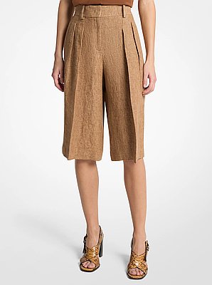 Pleated Linen Trouser Shorts
