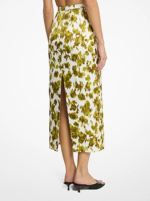 Floral Chin&eacute; Satin Duchesse Skirt