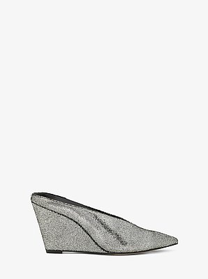 Mule &agrave; talon compens&eacute; Xandra en cuir m&eacute;tallis&eacute;