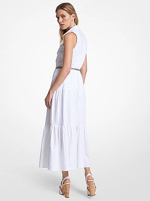 Vestido camisero en mezcla de lino flameado