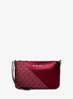 Jet Set Travel Metallic and Signature Logo Wristlet