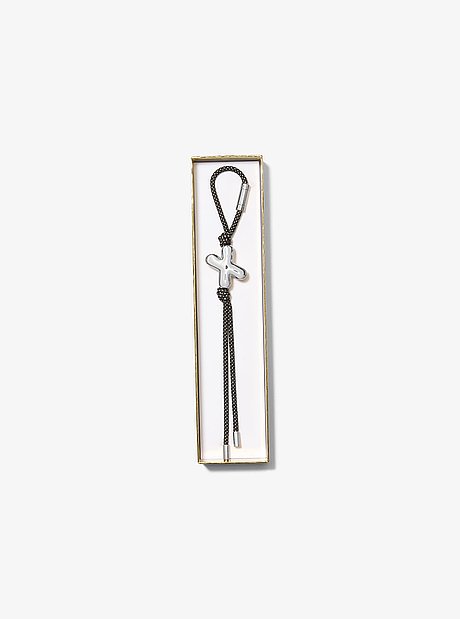 Initial Silver-Tone and Speckled Cord Bag Charm