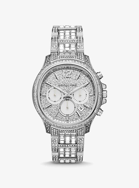 Limited-Edition Oversized Sage Pav&eacute; Silver-Tone Watch
