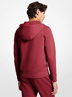 Hoodie en m&eacute;lange de coton &agrave; fermeture &eacute;clair et &agrave; logo