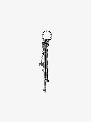 Silver-Tone and Speckled Cord Bag Charm