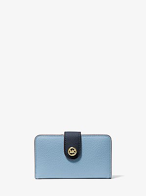 MK Pop Charm Medium Color-Block Pebbled Leather Logo Wallet
