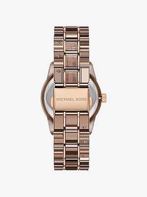 Ritz Pav&eacute; Beige Gold-Tone and Acetate Watch