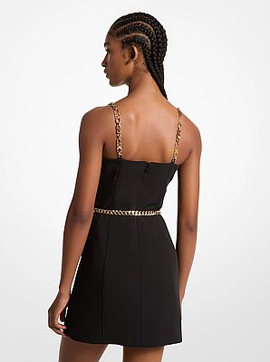 Stretch Crepe Belted Mini Dress