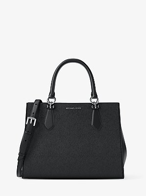 Marilyn Medium Saffiano Leather Satchel in NEGRO | Michael Kors image number 0
