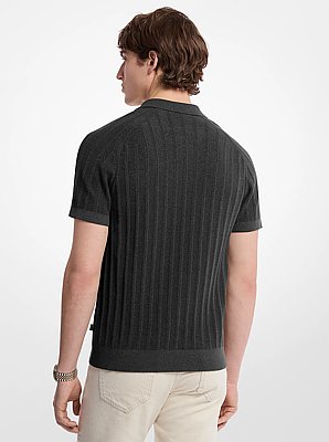Cotton Knit Zip Polo Shirt