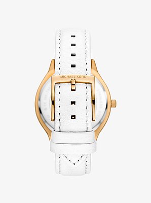 Slim Runway Gold-Tone and Leather Watch