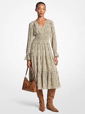 Vestido midi de georgette con estampado floral