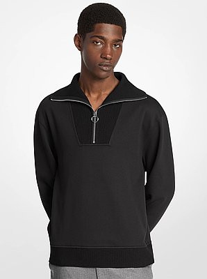 Pullover in terry di cotone con collo a imbuto