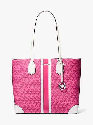 Eva Large Signature Logo Stripe Tote Bag