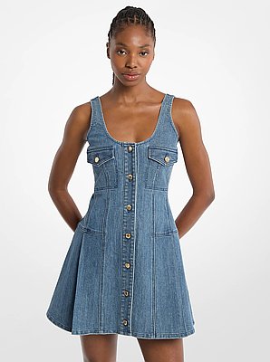 Minivestido de denim con pliegues