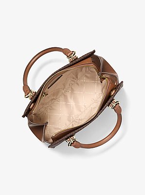 Marilyn Medium Signature Logo Convertible Satchel in MARR&Oacute;N | Michael Kors image number 1