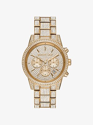 Bryant Pav&eacute; Gold-Tone Watch