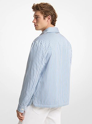 Striped Cotton Poplin Shirt Jacket