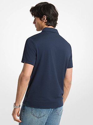 Cotton Blend Piqu&eacute; Zip-Up Polo Shirt