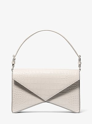 Manhatta Large Crocodile Embossed Leather Bag