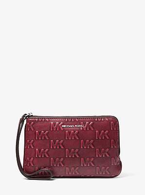 Jet Set Travel Small Burnished Logo Embossed Wristlet