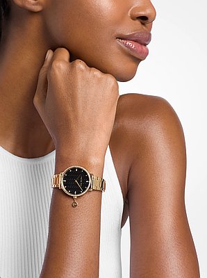 Mini Pyper Pav&eacute; Gold-Tone Watch
