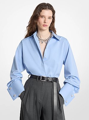 Frayed Cotton Poplin French Cuff Shirt