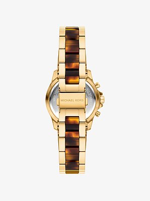 Mini Everest Pav&eacute; Gold-Tone and Tortoiseshell Acetate Watch