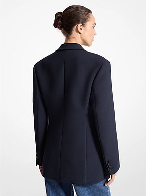 Wool Blend Gabardine Carved Blazer