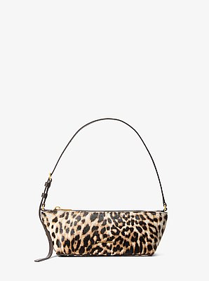 Laila Small Leopard Print Calf Hair Pochette