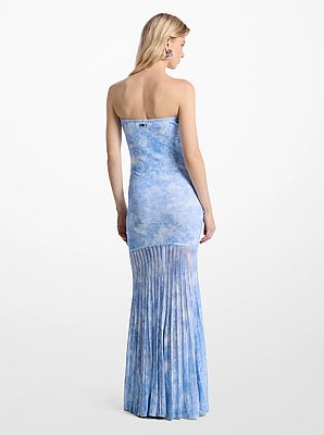 Vestido transparente de punto el&aacute;stico sin tirantes con estampado tie-dye