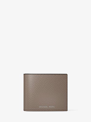 Pebbled Leather Billfold Wallet and Signature Logo Card Case Gift Set