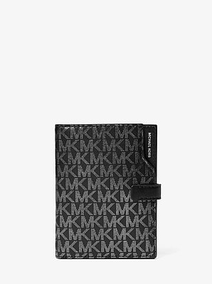 Portafoglio porta passaporto Jet Set con stampa logo metallizzata