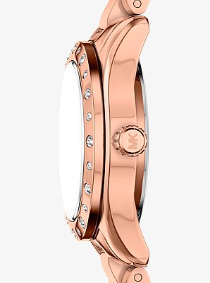 Petite Lexington Pav&eacute; Rose Gold-Tone Watch and Heart Bracelet Gift Set