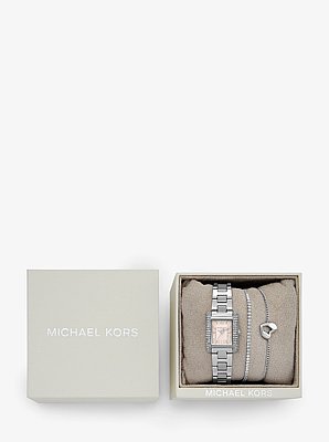Mini Emery Silver-Tone Watch and Bracelet Gift Set