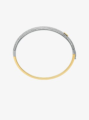 Pav&eacute; Two-Tone Dome Bangle Bracelet