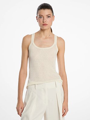 Ribbed Superfine Linen and Cotton Blend Tank Top