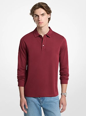 Cotton Long-Sleeve Polo Shirt