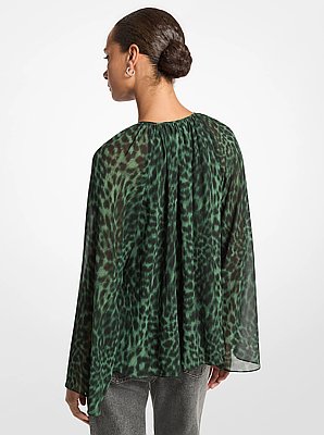 Leopard Print Georgette High-Low Blouse