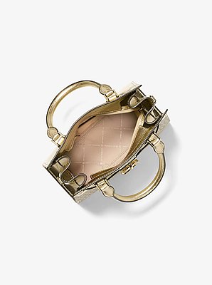 Bolso satchel Hamilton peque&ntilde;o con acabado metalizado y con logotipo exclusivo