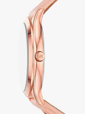 Montre Runway mince de ton or rose &agrave; bracelet en cuir