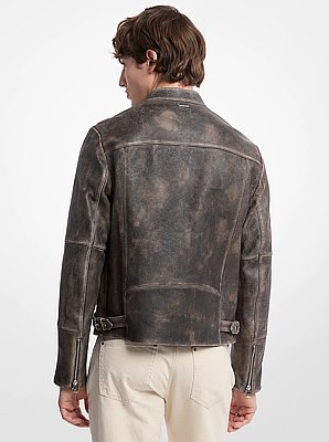 Washed Leather Moto Jacket