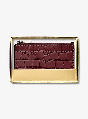 Jet Set Small Crocodile Embossed Leather Card Case