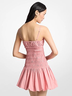 Smocked Cotton Poplin Bubble-Hem Dress