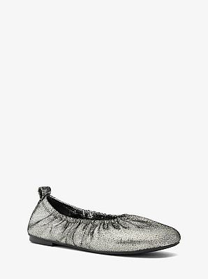 Bri Ruched Metallic Leather Ballet Flat