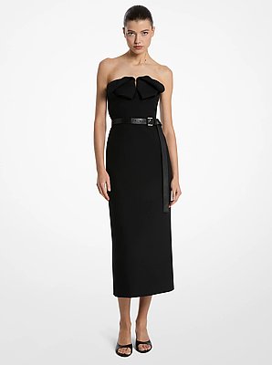 Wool Gabardine Origami Strapless Sheath Dress