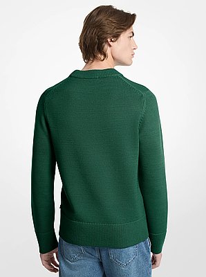 Su&eacute;ter de lana con cuello redondo y dise&ntilde;o acanalado