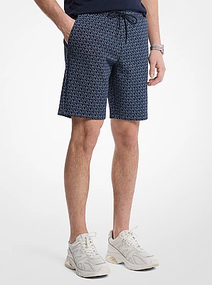 Short en m&eacute;lange de coton &agrave; logo Signature