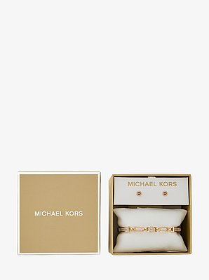 Pav&eacute; Logo Bangle and Stud Earrings Gift Set