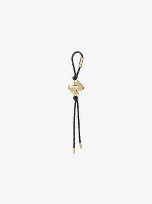 Initial Gold-Tone and Speckled Cord Bag Charm